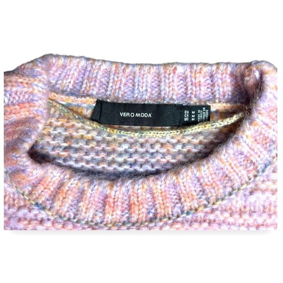 Vero Moda Pink Pastel Chunky Knit Sweater Striped Retro Y2K Preppy Womens Size M - Picture 4 of 10